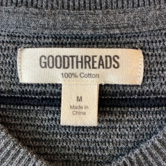 Goodthreads Gray Stripe 100% Cotton Crewneck Sweater Men’s Medium - Picture 4 of 9